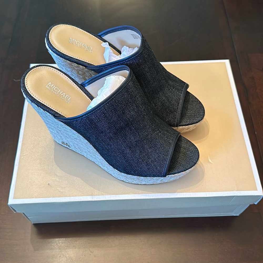 Michael Kors Hastings Mule Dark Denim. Size 9. Never worn- comes with box